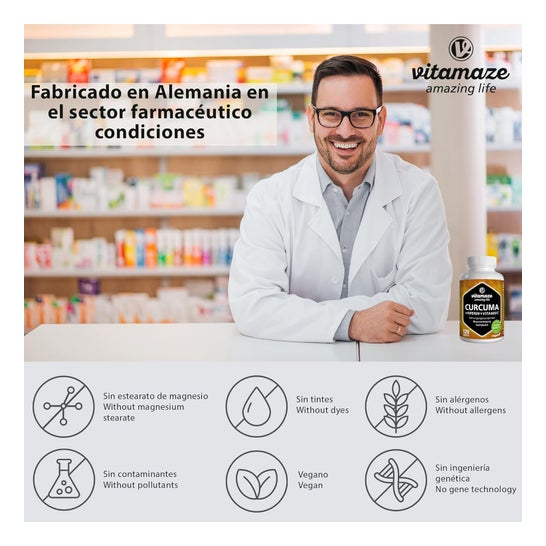 Vitamaze Cúrcuma + Piperina + Vitamina C Vegano 120caps