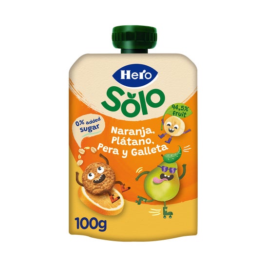 Hero Solo Naranja Plátano Pera y Galleta 100 g