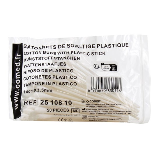 Comed Cotton Swabs Plastic 14cm x 3.5mm 50 pcs