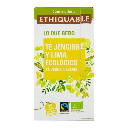 Ethiquable Green Tea Ginger &amp; Lime Eco 20 Sachets