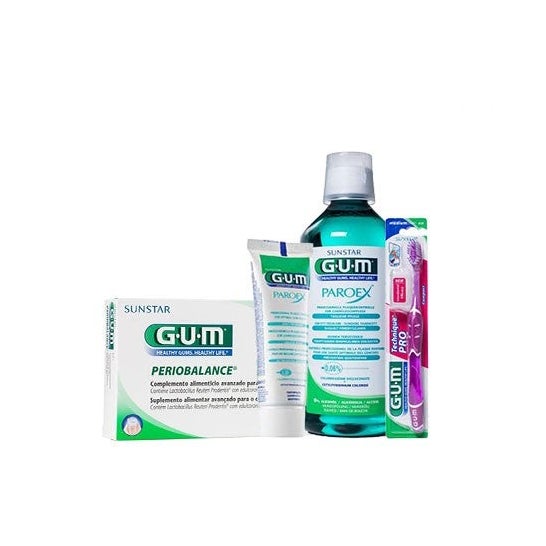 GUM™ Periobalance 30uts + mouthwash 500ml + paste 75ml + brush Technique Pro 1ud