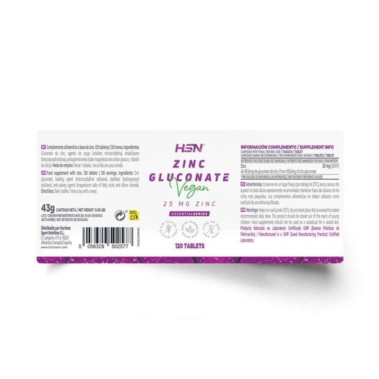HSN Gluconato de Zinc 25 mg Zinc 120 comp
