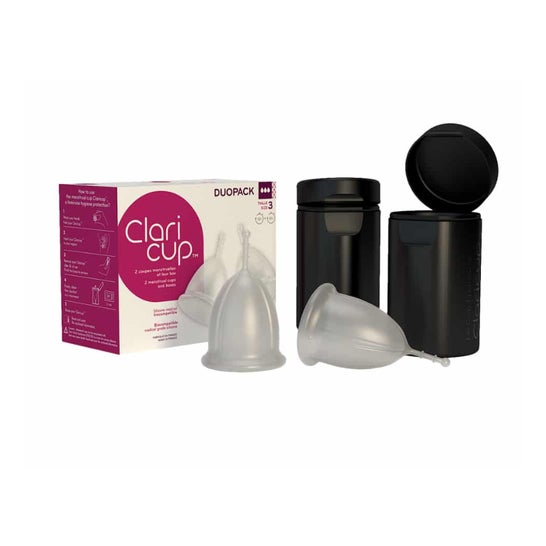 Claripharm Claricup Duopack Transparent Menstrual Cup Size 3 Disinfection Box