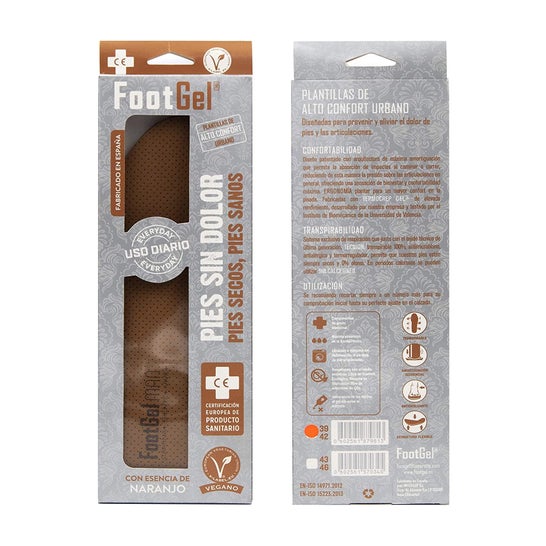 Footgel Plantillas Gel Hombre Naranjo Talla 43-46 1 Par