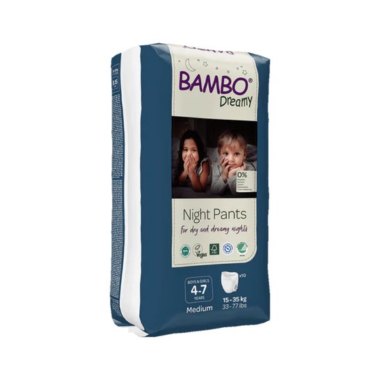 Bambo Dreamy Fraldas Noturnas 15-35kg 4-7 Anos 10 Unidades Bambo Dreamy Fraldas Noturnas 15-35kg 4-7 Anos 10 Unidades