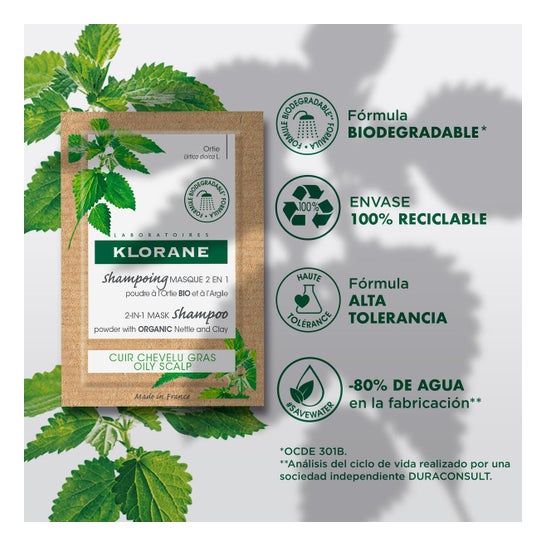 Klorane Mascarilla Champú 2 en1 a la Ortiga 8 Sobres x 3 gr