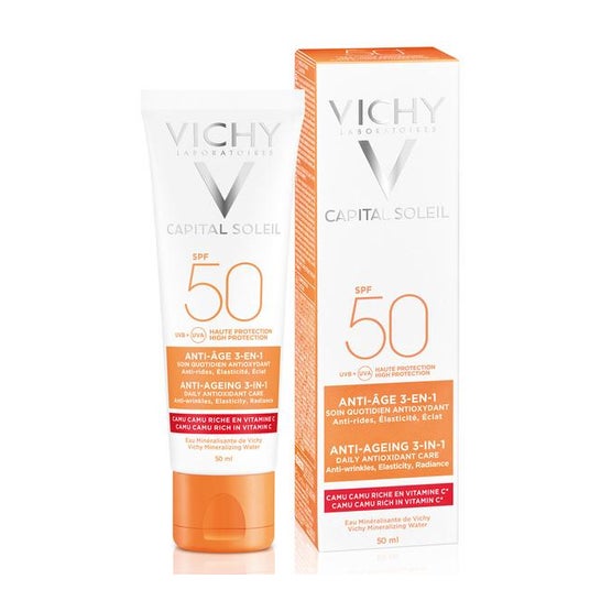 Vichy Ideal Soleil Cuidado Protector Antiedad 3en1 SPF50 50ml