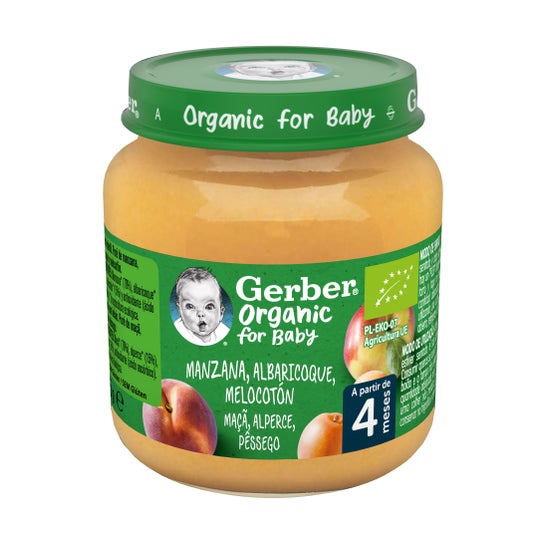 Gerber Organic Manzana, Albaricoque y Melocotón 125g