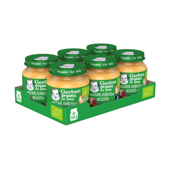 Gerber Organic Manzana, Albaricoque y Melocotón 125g