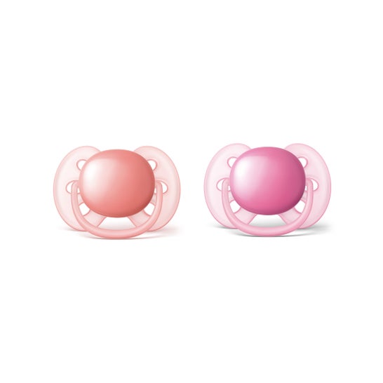 Philips UltraSoft Dummy colori lisci 6-18 mesi ragazza 2unds