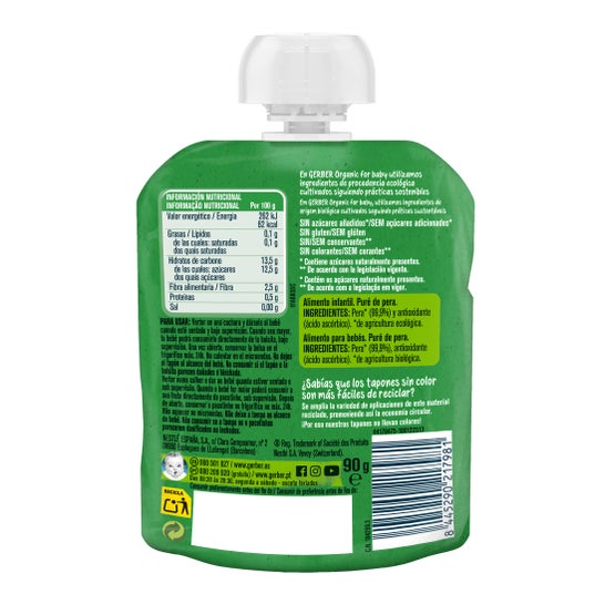 Gerber Organic Puré Pera 90 g