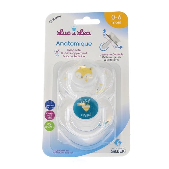 Luc et Lea ciuccio simmetrico 0-6m Fox Little Heart 2unità