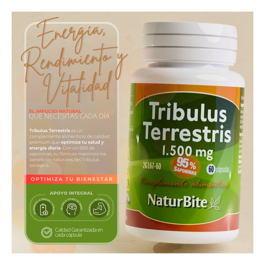 NaturBite Tribulus Terrestris 500 mg 95% saponinas 60 caps