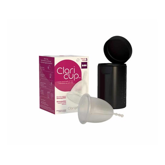 Claripharm Claricup Transparent Menstrual Cup Size 3 Disinfection Box
