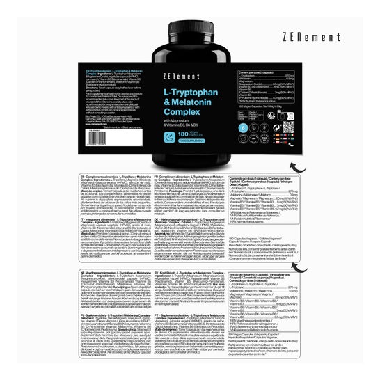 Zenement L-Triptófano Melatonina 180vcaps