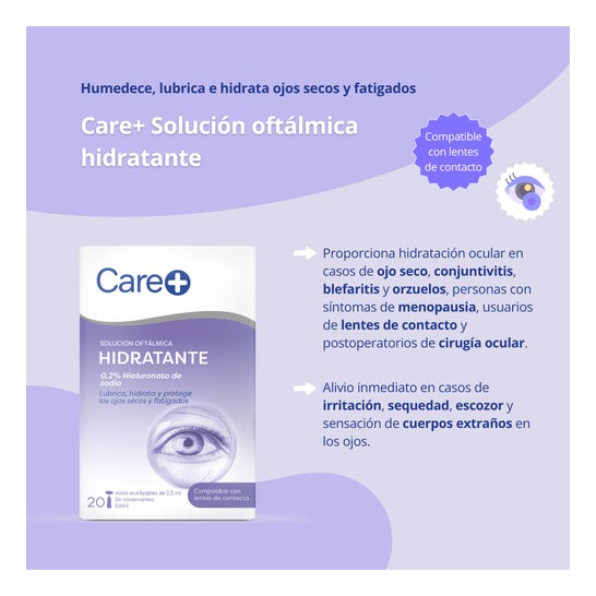 Care+ Solución Oftálmica Hidratante 20 X0,5 ml