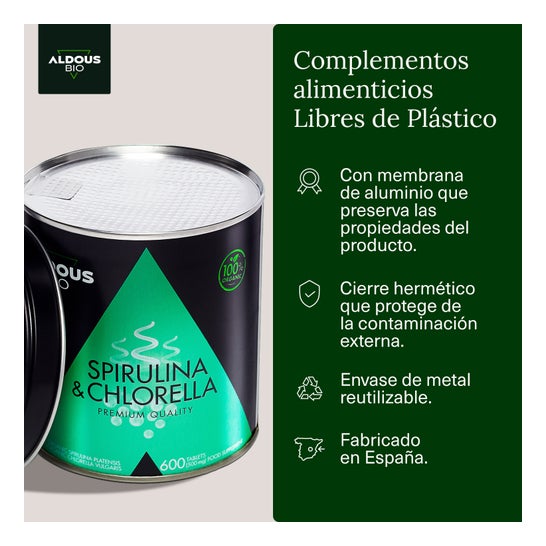 Aldous Bio Espirulina y Chlorella 600 comp