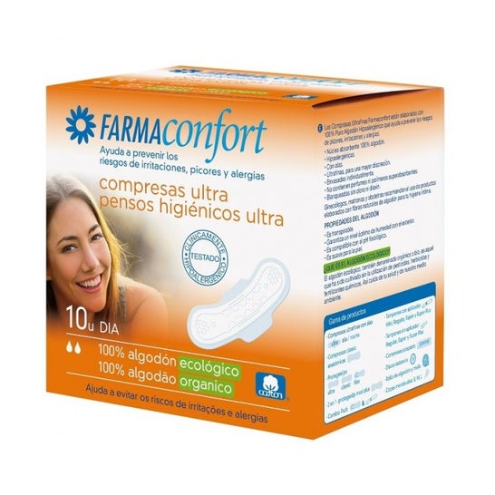 Pharmaconfort day pads 100% cotton 10 uts