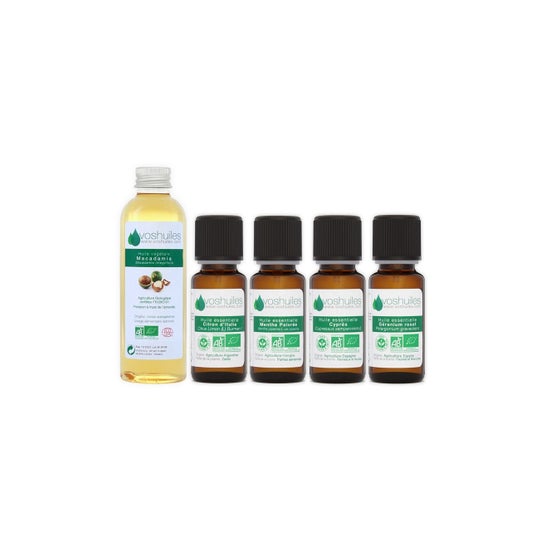 Voshuiles Kit Adelgazante Aceite Esencial BIO 4x5ml + Vegetal BIO 100ml