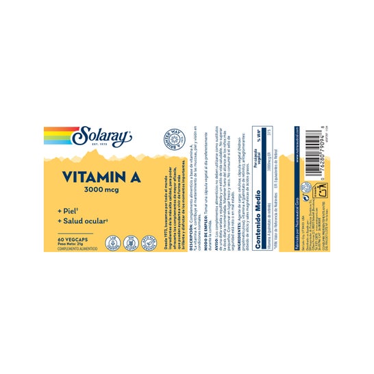 Solaray Vitamina A 3000mcg 60 caps