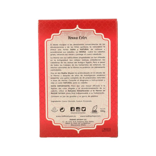 Radhe Shyam Henna Caoba Luminoso Polvo 100 g