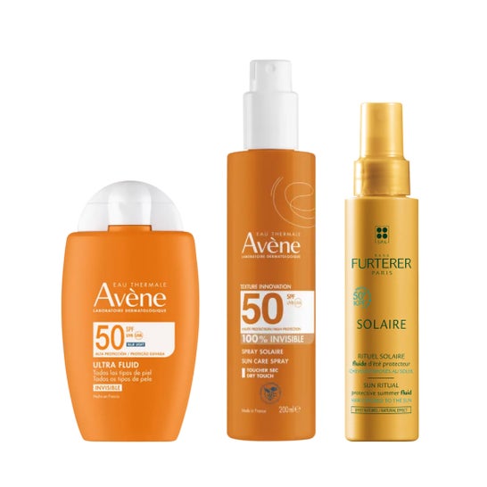 Avène Pack Ultra Fluido Invisible SPF50 + Spray Invisible SPF50 + René Furterer Fluido Solar Protector KPF 50+