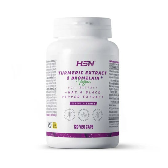 HSN Extracto de Cúrcuma 50:1 y Bromelina Plus 120vcaps