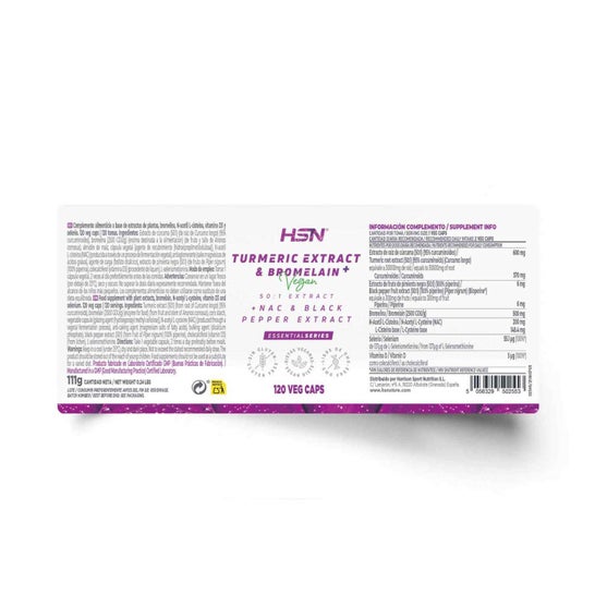 HSN Extracto de Cúrcuma 50:1 y Bromelina Plus 120vcaps