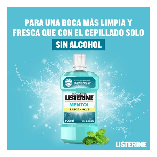 Listerine Enjuague Bucal Mentol Sabor Suave Sin Alcohol 500ml
