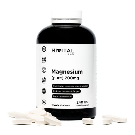 Hivital Foods Magnesio puro 200 mg da Magnesium Citrate 240 comp (8 mesi)