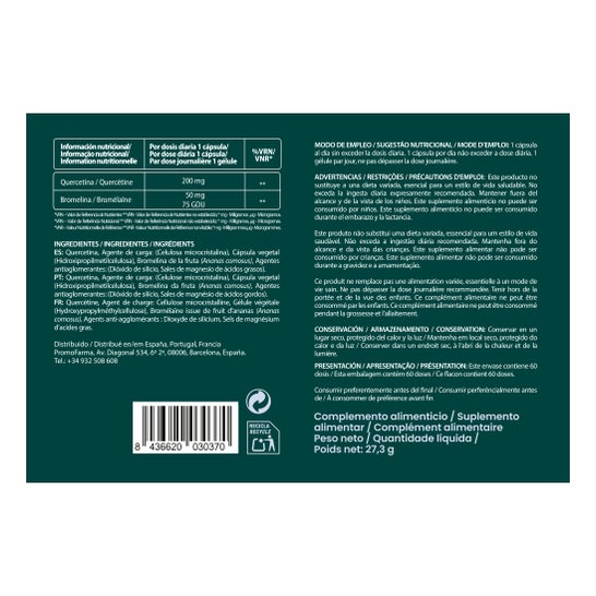 Udløbsdato under 6 måneder DocMorris Quercetin + Bromelain 60 kapsler