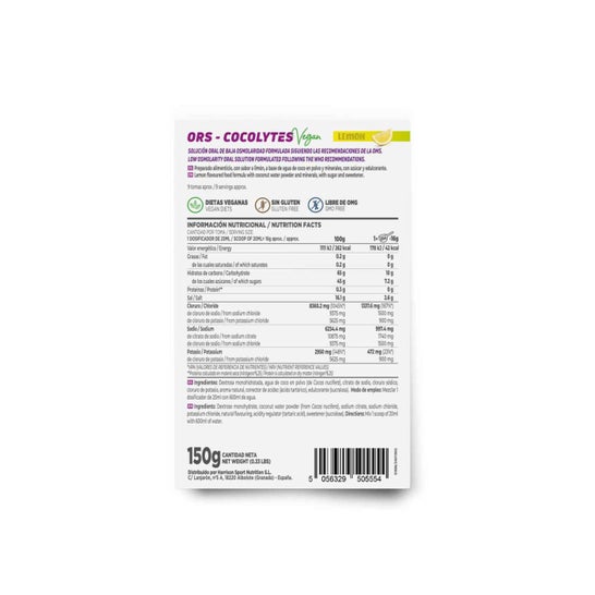 HSN ORS Cocolytes Agua de Coco + Electrolitos en Polvo Limón 150g