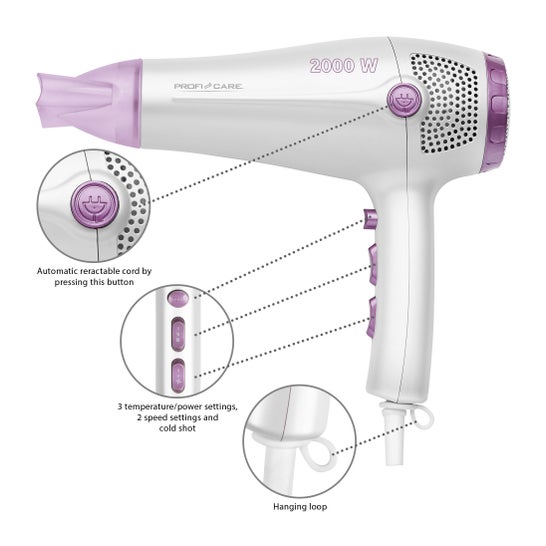 Proficare HTD 3020 - Profi-Haartrockner weiß 2000W