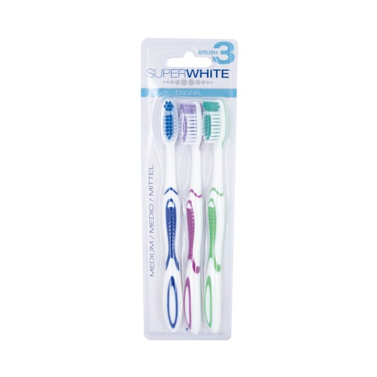 Super White  Set of 3 Brushes  Medium Teeth