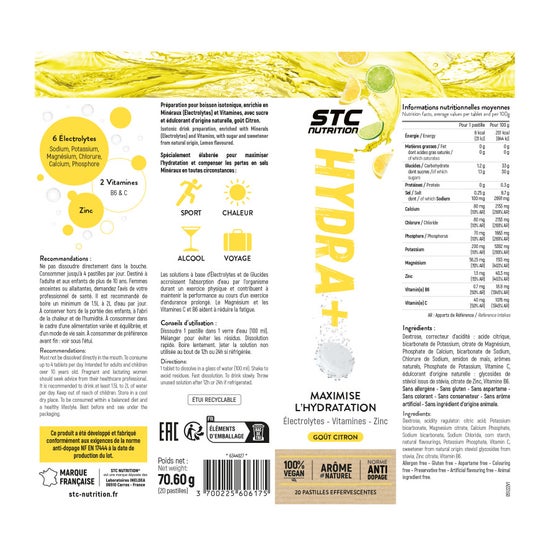 Stc Nutrition Hydra+ Limón 20comp Stc Nutrition Hydra+ Limón 20comp