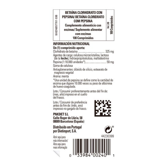 Solgar Betaína Clorhidrato Pepsina 100 comp