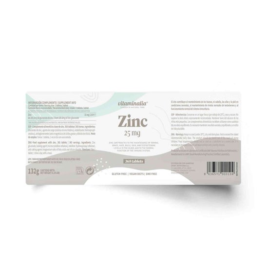 Vitaminalia Gluconato de Zinc 25 mg Zinc 365 comp