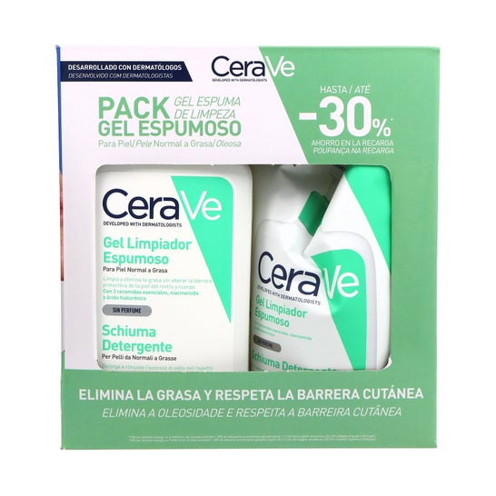 Cerave Pack Gel Limpiador Espumoso 473 ml + Recarga 473 ml