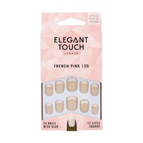 Elegant Touch French Pink Nails with Glue Square 126 S 24uds