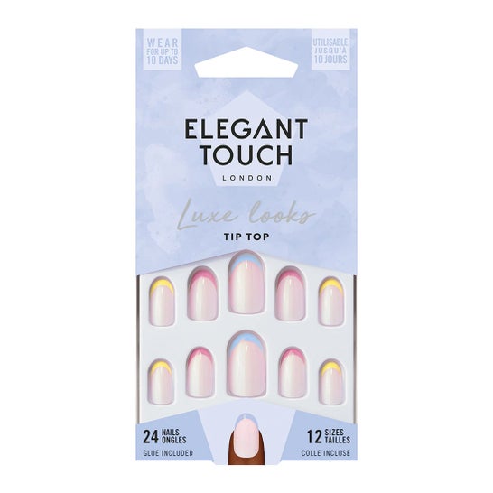 Elegant Touch Luxe Looks Nails With Glue Oval Tip Top 24uds