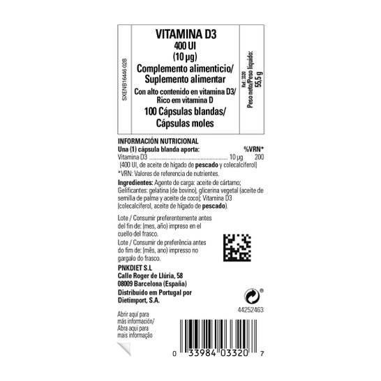 Solgar Vitamina D3 400 UI 10 mcg 100 Perlas