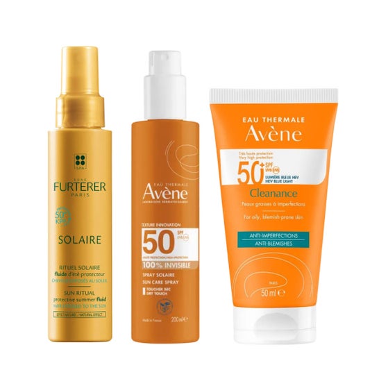 Avène Pack Cleanance SPF50+  + Spray Invisible SPF50 + René Furterer Fluido Solar Protector KPF50+