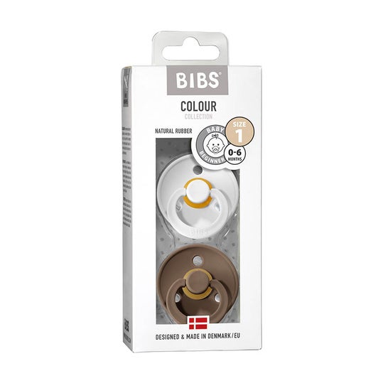 Bibs Pack Sucettes Blanc & Dark Oak 0-6m T1 2uds