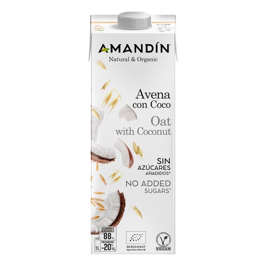 Amandín Bebida de Avena con Coco Eco Sin Azúcares 1L