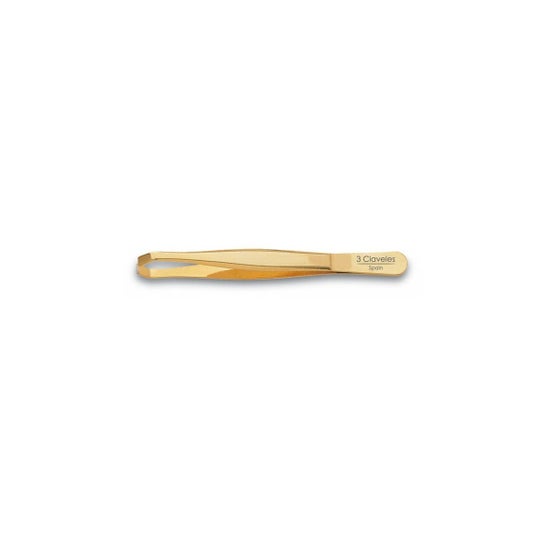 3 Claveles Pinza de Depilar Cangrejo Dorada 9cm 1ud