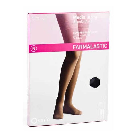 Pizzo Farmalastic a lunga calza (A-F) compressione normale T-reina più nero 1 pz