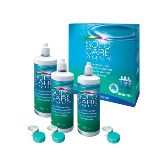 Solo-Care Pack Aqua Solution Nettoyant Lentilles Souple 3x360ml