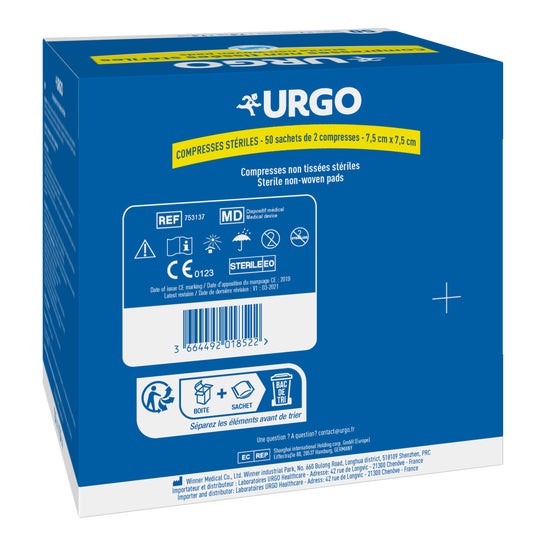 Urgo Compresses No Tissées Stériles 7 5 cm x 7 5 cm 2x50uts