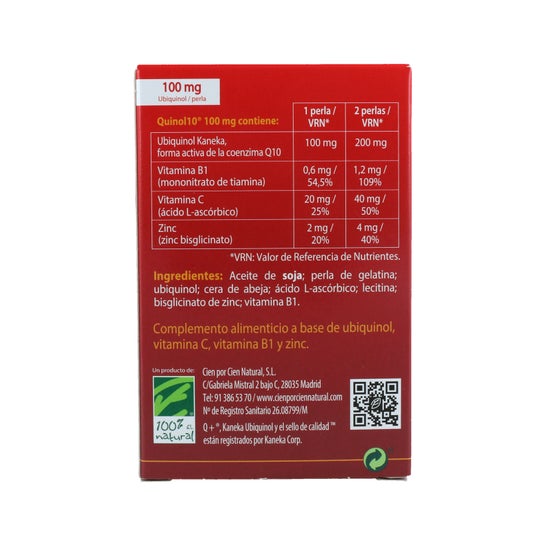 100% Natural Quinol 10 50mg 30 perlas