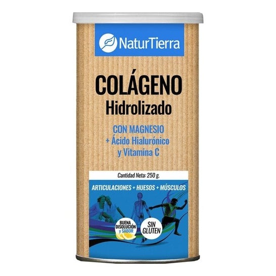 Naturtierra Colágeno Hidrolizado Con Magnesio + Ácido Hilaurónico Y Vitamina C 250G